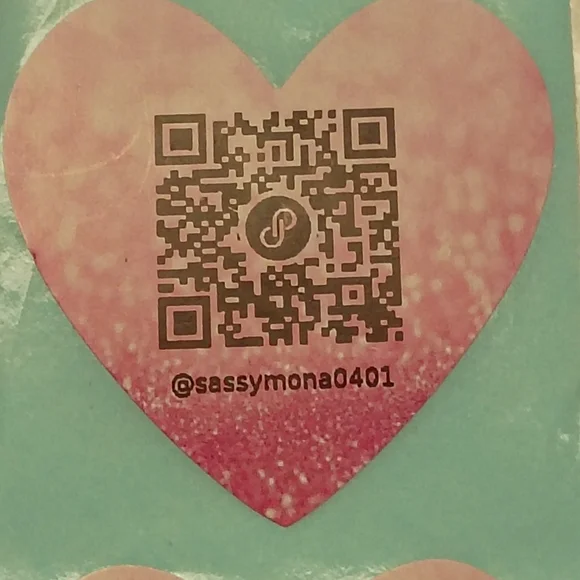 Custom QR Code or Free Gift Stickers Pink Heart Stickers 50pc Handcrafted - Picture 2 of 3